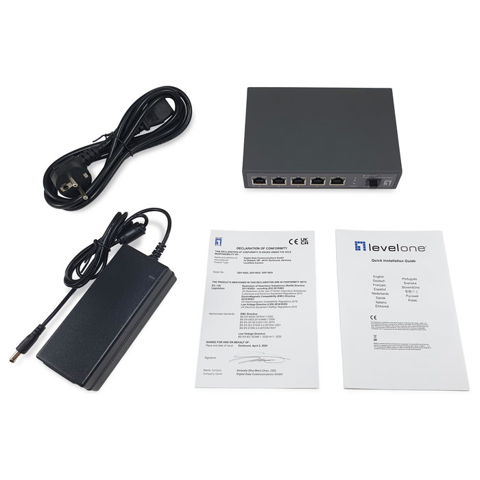 LevelOne Switch GEP-0625 6 puertos 2.5GbE 57W PoE+ 8x PoE LevelOne Switch GEP-0625 6 puertos 2.5GbE 57W PoE+ 8x PoE