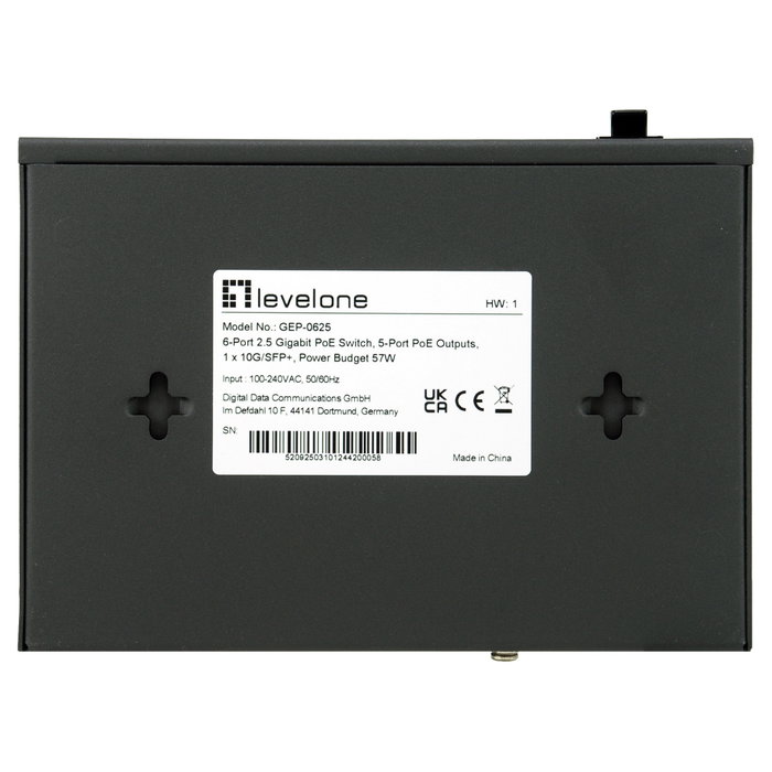 LevelOne Switch GEP-0625 6 puertos 2.5GbE 57W PoE+ 8x PoE LevelOne Switch GEP-0625 6 puertos 2.5GbE 57W PoE+ 8x PoE