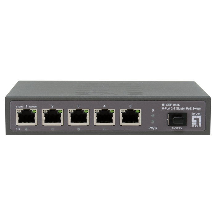 LevelOne Switch GEP-0625 6 puertos 2.5GbE 57W PoE+ 8x PoE LevelOne Switch GEP-0625 6 puertos 2.5GbE 57W PoE+ 8x PoE
