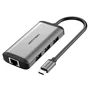 Vention CNCHB Docking Station USB-C con Puertos HDMI 4K, 3xUSB 3.0, RJ45 Gigabit y Carga Rápida PD 87W - Gris