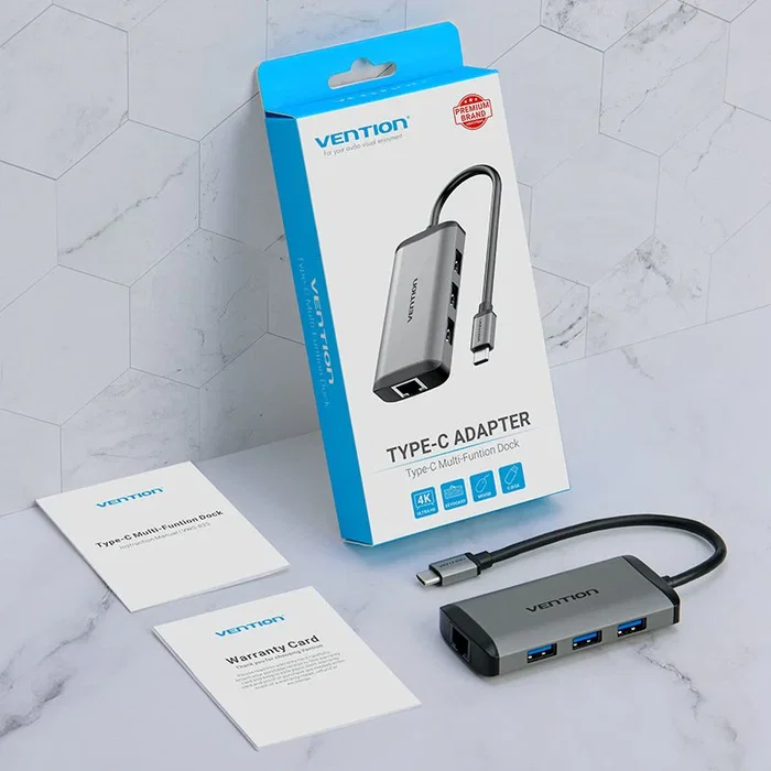 Vention CNCHB Docking Station USB-C con Puertos HDMI 4K, 3xUSB 3.0, RJ45 Gigabit y Carga Rápida PD 87W - Gris Vention CNCHB Docking Station USB-C con Puertos HDMI 4K, 3xUSB 3.0, RJ45 Gigabit y Carga Rápida PD 87W - Gris