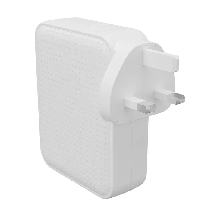 Hyper HJ1001WHWWGL Cargador GaN 145W USB-C con 4 Puertos (3x USB-C, 1x USB-A), Power Delivery 3.1, Quick Charge, carga simultánea para Portátil, Tableta, Smartphone - Blanco