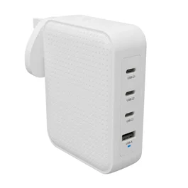 Hyper HJ1001WHWWGL Cargador GaN 145W USB-C con 4 Puertos (3x USB-C, 1x USB-A), Power Delivery 3.1, Quick Charge, carga simultánea para Portátil, Tableta, Smartphone - Blanco