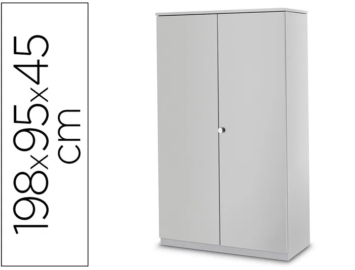 Iorder MM2000 - Armario Metálico de Oficina con 2 Puertas Batientes y 4 Estantes - Dimensiones 198x95x45 cm
