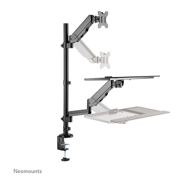Neomounts DS90-325BL1 Soporte de sobremesa de pie/sentado para monitor 17-32" (43-81 cm), ajuste de altura 44-95 cm, inclinación y giro, carga 9 kg, negro
