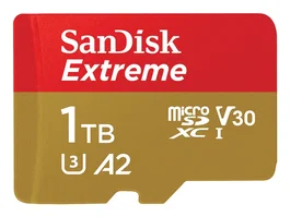 SanDisk SDSQXAV-1T00-GN6MA Tarjeta microSDXC 1TB Extreme UHS-I, Clase 10 A2 V30, Velocidad 190 MB/s, Incluye Adaptador