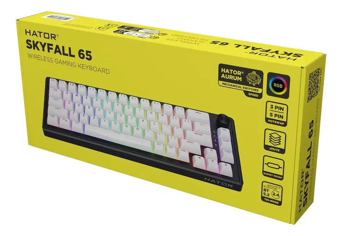 Hator Skyfall 65 Wireless Teclado Mecánico Inalámbrico Blanco Negro RGB Hator Skyfall 65 Wireless Teclado Mecánico Inalámbrico Blanco Negro RGB