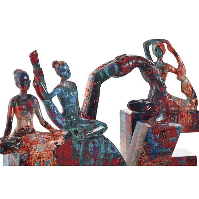 DKD Home Decor Set de 4 Figuras Love Yoga Multicolor en Resina