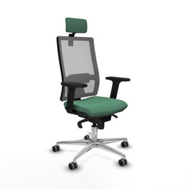 PIQUERAS Y CRESPO Silla de oficina Horna con mecanismo Sincro, Verde esmeralda y Gris