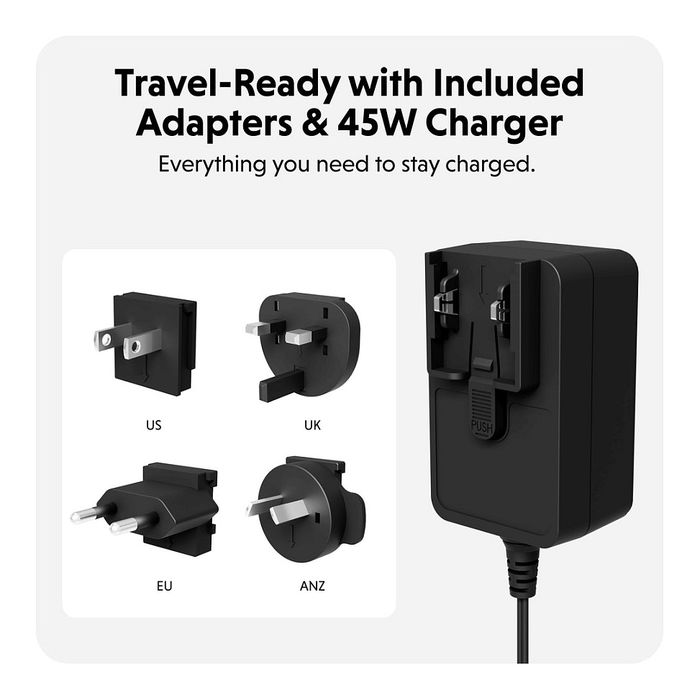 Targus HYPERJUICE HJ3004WHGL Cargador Inalámbrico Qi2 4 en 1 Carga Rápida Plata Blanco 45W