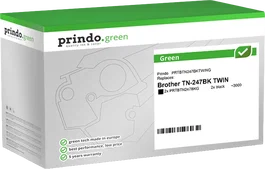 Prindo Green Multipack Negro Compatible con Brother TN-247BK TWIN (6.000 Páginas)