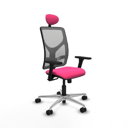 PIQUERAS Y CRESPO Silla de oficina Motilla Rosa y Gris con mecanismo Sincro