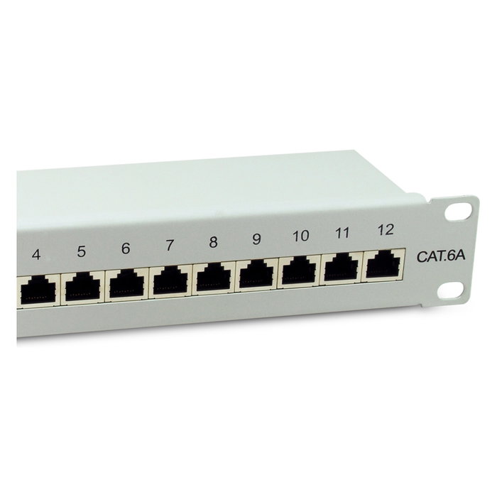 EQUIP Patch Panel RJ45 Cat6A FTP 12 Puertos 10Gigabit Ethernet 1U Montaje Rack Premium Color Gris 326523
