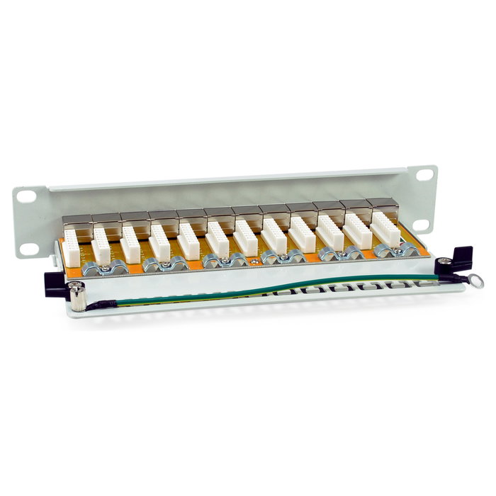 EQUIP Patch Panel RJ45 Cat6A FTP 12 Puertos 10Gigabit Ethernet 1U Montaje Rack Premium Color Gris 326523