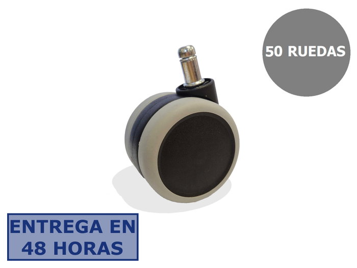 PIQUERAS Y CRESPO Kit de 50 ruedas de nailon con rodadura engomada 65 mm y perno 11 mm