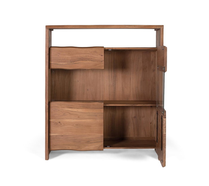 GINER Y COLOMER Aparador de Madera Maciza de Acacia, Diseño Natural con Cristal, 112x36 cm