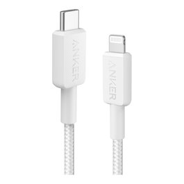 Anker 322 Cable USB-C a Lightning 1.8m Nylon Trenzado Blanco - 30W, Plug and Play, A81B6G21