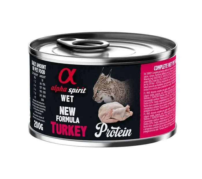 Alpha Spirit Spirit Feline Alimento Húmedo Completo para Gatos Adultos Pavo Caja 6x200 gr Alpha Spirit Spirit Feline Alimento Húmedo Completo para Gatos Adultos Pavo Caja 6x200 gr