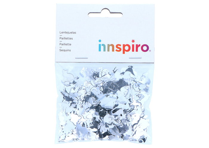 Innspiro Lentejuelas de Animales Plateadas 5mm, 10mm y 20mm