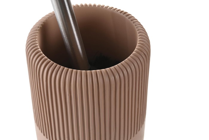 DKD Home Decor Escobillero de Cemento e Inox Mate Terracota