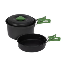 Redcliffs Cacerolas Aluminio Anodizado 2 Piezas, 900 ml y 600 ml, Asas Plegables Verde, Incluye Tapa y Bolsa