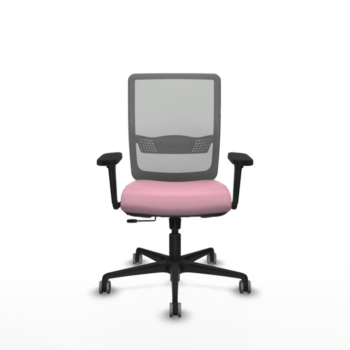 PIQUERAS Y CRESPO Silla de oficina Haches Rosa y Gris con Brazos 3D