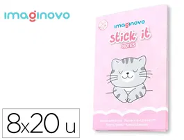 Imaginovo Notas Adhesivas Gatito, 20 Piezas Tamaños Surtidos, Diseño Fantasía Divertido para Niños