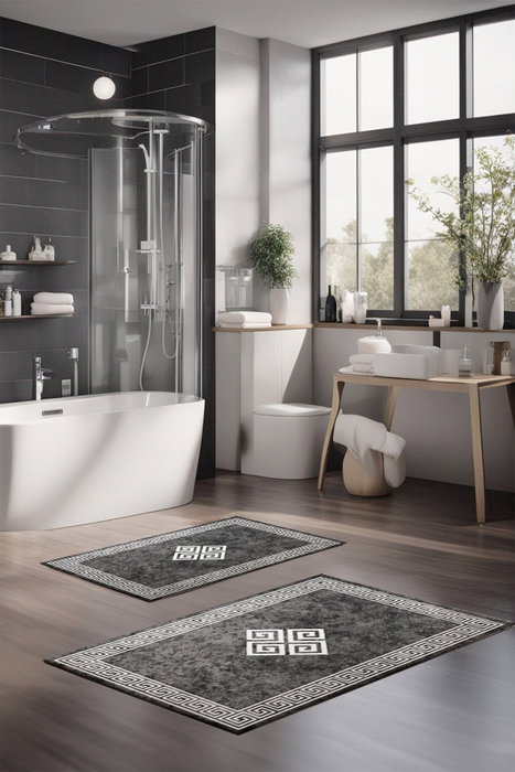 Mijölnir CT-5072 Juego de Alfombrillas de Baño 2 Piezas de Poliéster Antideslizante Antibacteriano Lavable a Máquina 40 x 60 cm y 60 x 100 cm Mijölnir CT-5072 Juego de Alfombrillas de Baño 2 Piezas de Poliéster Antideslizante Antibacteriano Lavable a Máquina 40 x 60 cm y 60 x 100 cm