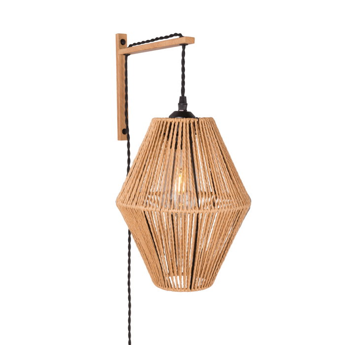 Aplique de pared Narayanganj estilo natural mediterráneo madera SKD-W1020 bombilla E27