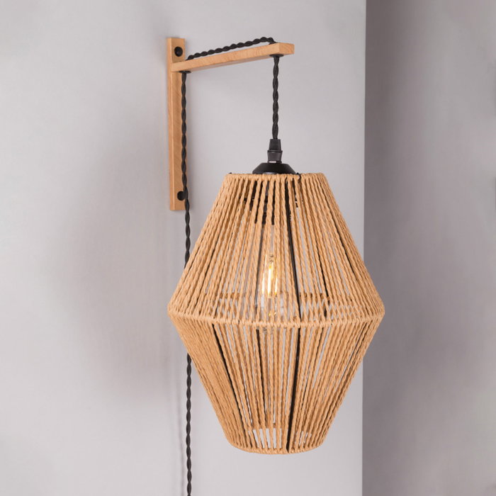 Aplique de pared Narayanganj estilo natural mediterráneo madera SKD-W1020 bombilla E27