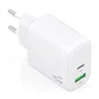 Aisens A110-0971 Cargador GaN 45W USB-C PD3.0 QC4.0 y USB-A QC3.0 Rápido para Portátil, Móvil, Tablet, Blanco