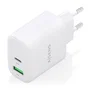 Aisens A110-0971 Cargador GaN 45W USB-C PD3.0 QC4.0 y USB-A QC3.0 Rápido para Portátil, Móvil, Tablet, Blanco