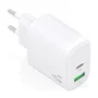 Aisens A110-0971 Cargador GaN 45W USB-C PD3.0 QC4.0 y USB-A QC3.0 Rápido para Portátil, Móvil, Tablet, Blanco