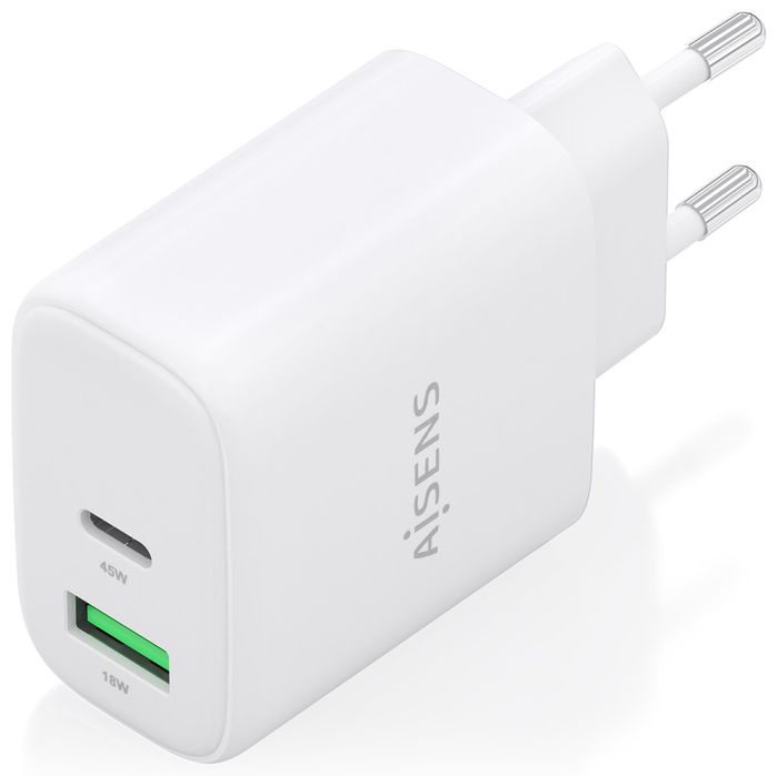 Aisens Cargador GaN 45W con USB-C y USB-A Blanco A110-0971 Aisens Cargador GaN 45W con USB-C y USB-A Blanco A110-0971