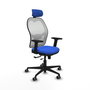 PIQUERAS Y CRESPO Silla de oficina Jorquera con mecanismo Sincro/Traslack, Azul y Blanco