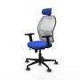 PIQUERAS Y CRESPO Silla de oficina Jorquera con mecanismo Sincro/Traslack, Azul y Blanco