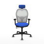 PIQUERAS Y CRESPO Silla de oficina Jorquera con mecanismo Sincro/Traslack, Azul y Blanco