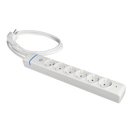 Solera Base múltiple 6 tomas con interruptor y protector sobretensiones, 1.5 m cable, 16A 250V, blanca - Serie ION