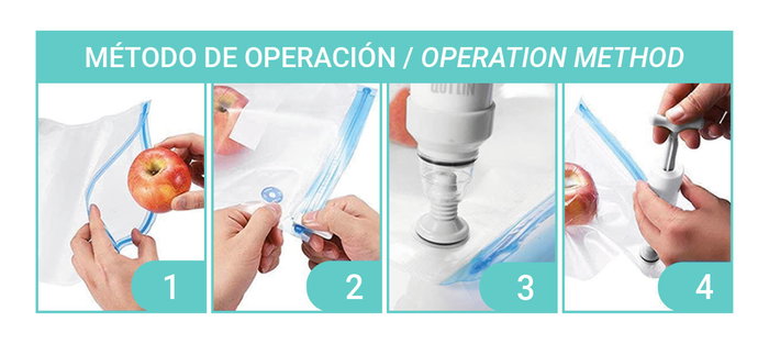 Quttin Set de 4 Bolsas de Comida Reutilizables al Vacío 26 x 34 cm (24 Cajas)