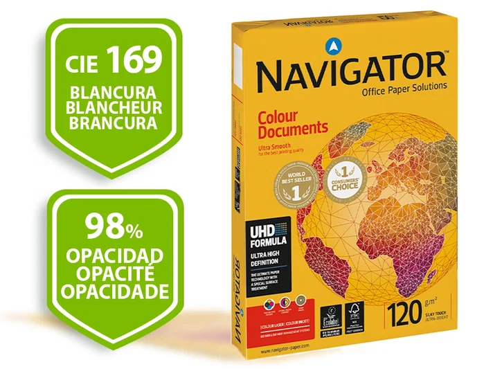 Navigator Papel Multifuncion Din A4 120 Gramos Paquete 250 Hojas Blanco UHD Certificado Ecolabel FSC