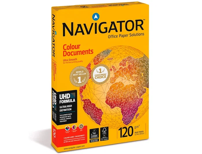 Navigator Papel Multifuncion Din A4 120 Gramos Paquete 250 Hojas Blanco UHD Certificado Ecolabel FSC