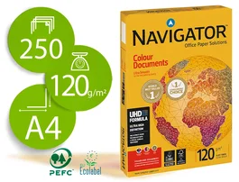 Navigator Papel Multifuncion Din A4 120 Gramos Paquete 250 Hojas Blanco UHD Certificado Ecolabel FSC