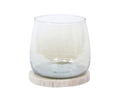 DKD Home Decor Portavelas de Mármol y Cristal Blanco