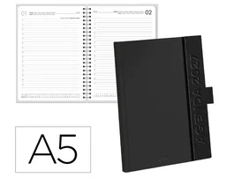 Liderpapel Agenda Oficina 2027 Encuadernada Día por Página A5 Negro