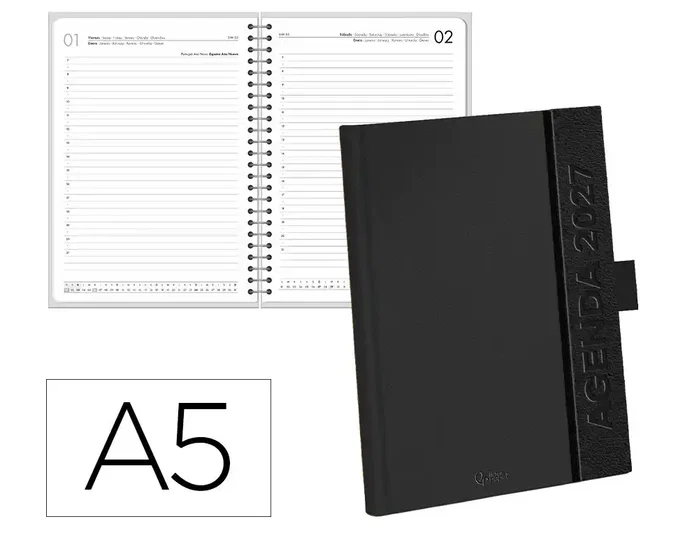 Liderpapel Agenda Oficina 2027 Encuadernada Día por Página A5 Negro Liderpapel Agenda Oficina 2027 Encuadernada Día por Página A5 Negro