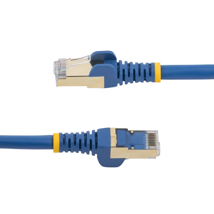 StarTech.com Cable de Red 6ASPAT750CMBL 7.5 m RJ45 a RJ45 - 10Gb/s Cat6a STP (U/FTP) con Conectores Blindados Snagless Chapados en Oro - Compatible PoE 100W - Azul