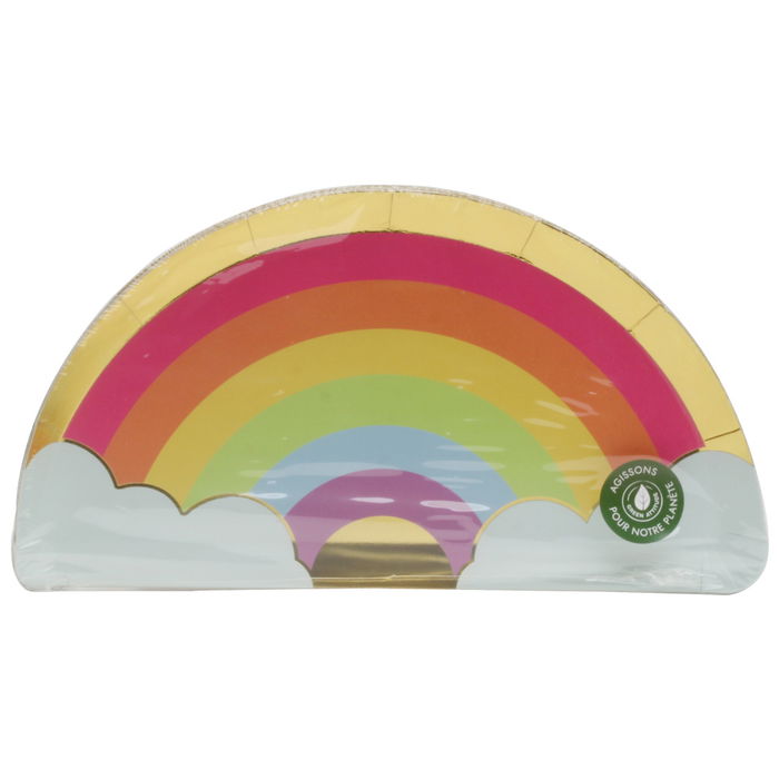 Party Time Juego de 6 Platos Cartón Arcoiris Licorne 27x13.5 cm