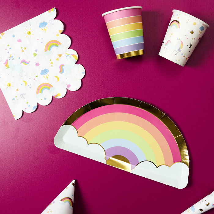 Party Time Juego de 6 Platos Cartón Arcoiris Licorne 27x13.5 cm