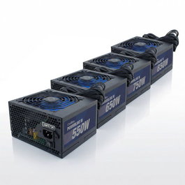 COOLBOX COO-PACK-FAPW3 Pack Fuente de Alimentación ATX Powerline III 550W / 650W / 750W / 850W 85+ Ventilador 12cm Cables Planos Negro