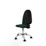 Silla de oficina Algarra con mecanismo Contacto permanente básico tapizada con Similpiel color Verde botella. Equipada con Base cromada, Sin brazos y Ruedas de nailon 50 mm